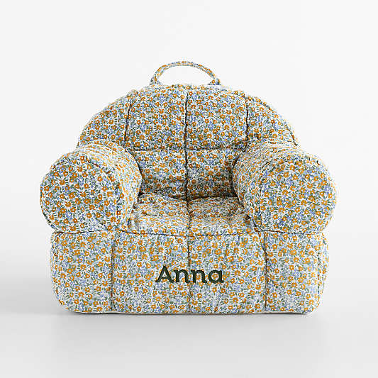 Large Savannah Yellow Floral Puffy Cotton Kids Lounge Nod Chair