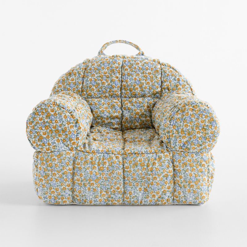 Large Savannah Yellow Floral Puffy Cotton Kids Lounge Nod Chair - image 1 of 5