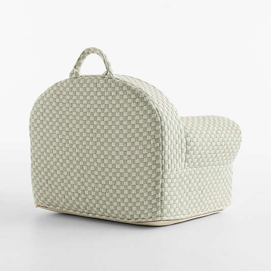 Large Verte Green Checkered Matelass Kids Lounge Nod Chair