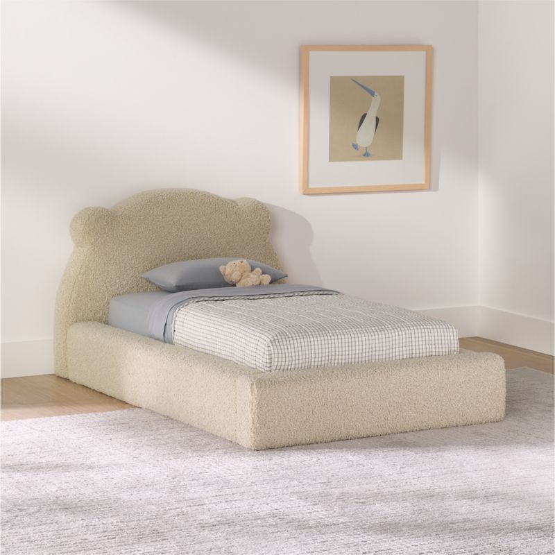 Little Bear Beige Sherpa Toddler Bed - image 1 of 9