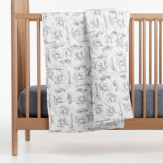 Lucca Indigo Baby Crib Quilt by Leanne Ford