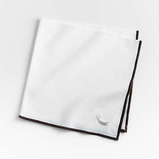 Embroidered Comet White Organic Cotton Napkin by Lucia Eames™