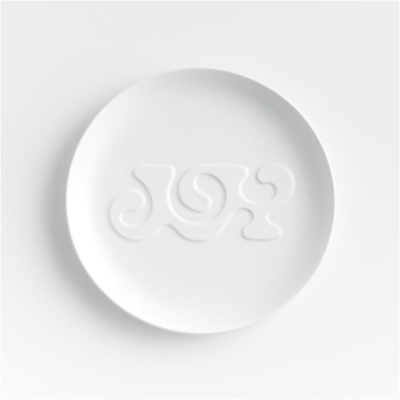"Joy" White Ceramic Christmas Salad Plate by Lucia Eames + Reviews