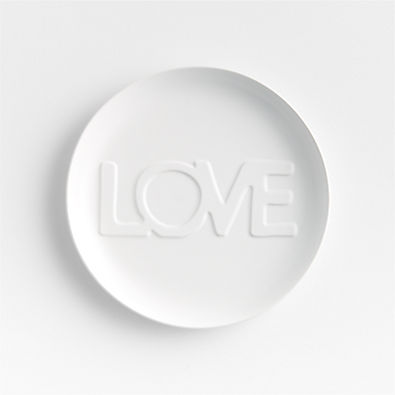 View "Love" White Ceramic Salad Plate by Lucia Eames™ details