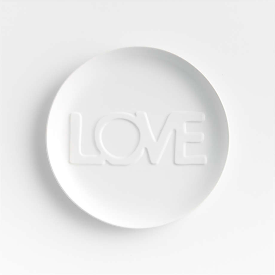 "Love" White Ceramic Christmas Salad Plate by Lucia Eames Crate