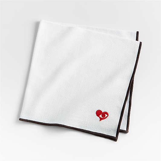 Seeing with the Heart Embroidered White Organic Cotton Napkin by Lucia Eames™