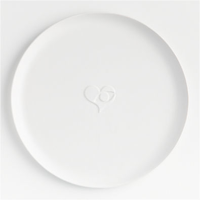 View Seeing with the Heart Round White Ceramic Serving Platter by Lucia Eames™ details