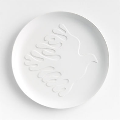 View Soaring Dove 10" White Ceramic Dinner Plate by Lucia Eames™ details