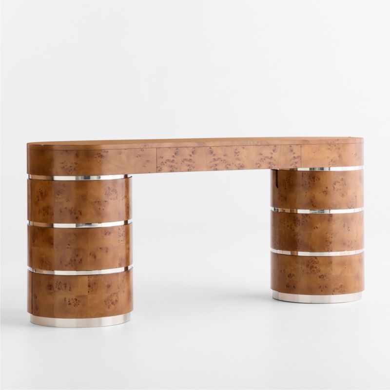 Lucie Burl and Chrome 68" Storage Console Table by Laura Harrier & Tiffany Howell - image 9 of 12