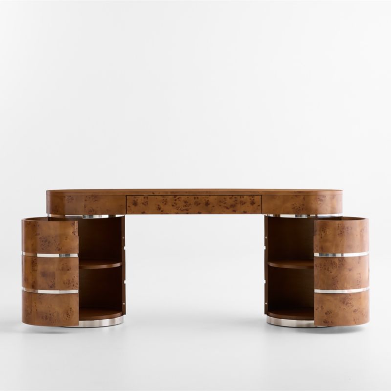 Lucie Burl and Chrome 68" Storage Console Table by Laura Harrier & Tiffany Howell - image 5 of 12