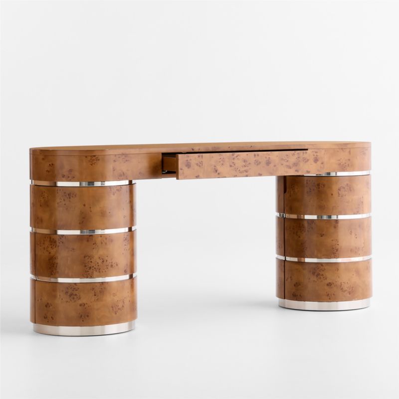 Lucie Burl and Chrome 68" Storage Console Table by Laura Harrier & Tiffany Howell - image 7 of 12