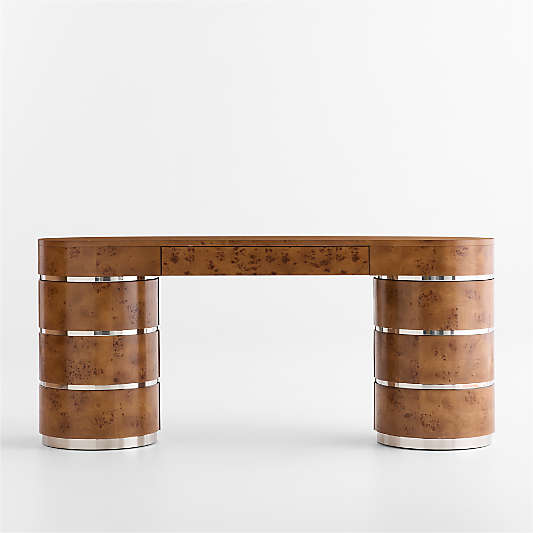 Lucie Burl and Chrome 68" Storage Console Table by Laura Harrier & Tiffany Howell