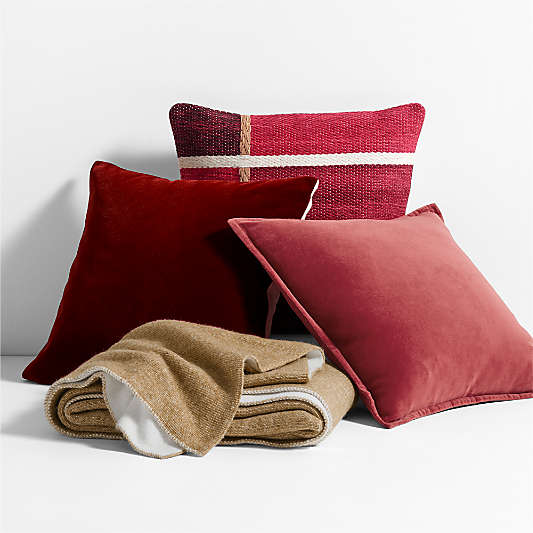 Washed Organic Cotton Velvet Holiday Throw Pillows