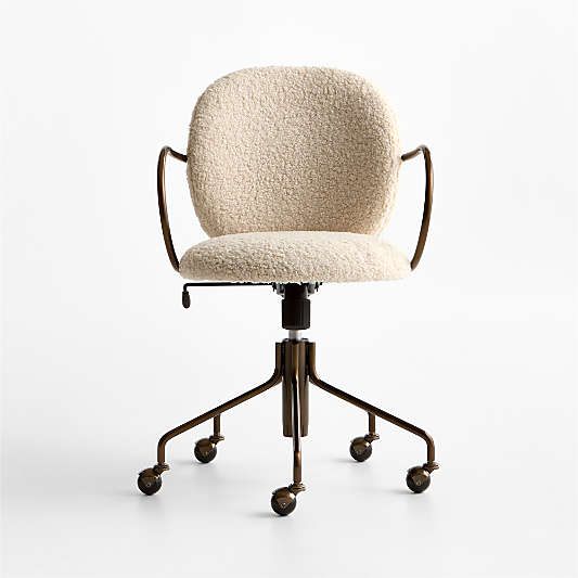 Luna Ivory Boucle Upholstered Office Chair