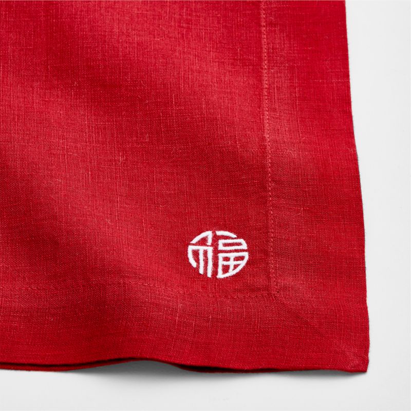 Lunar New Year "Lucky" Embroidered EUROPEAN FLAX ™-Certified Linen Napkin - image 2 of 3