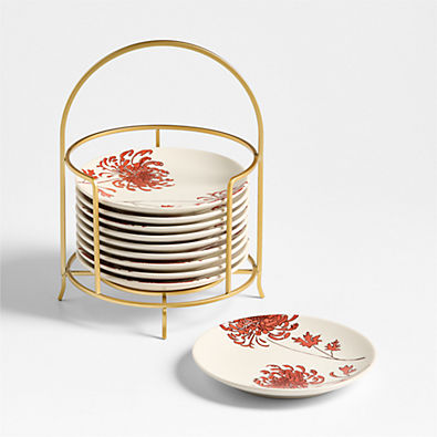 View Lunar New Year Stoneware Appetizer Plates, Set of 10 details