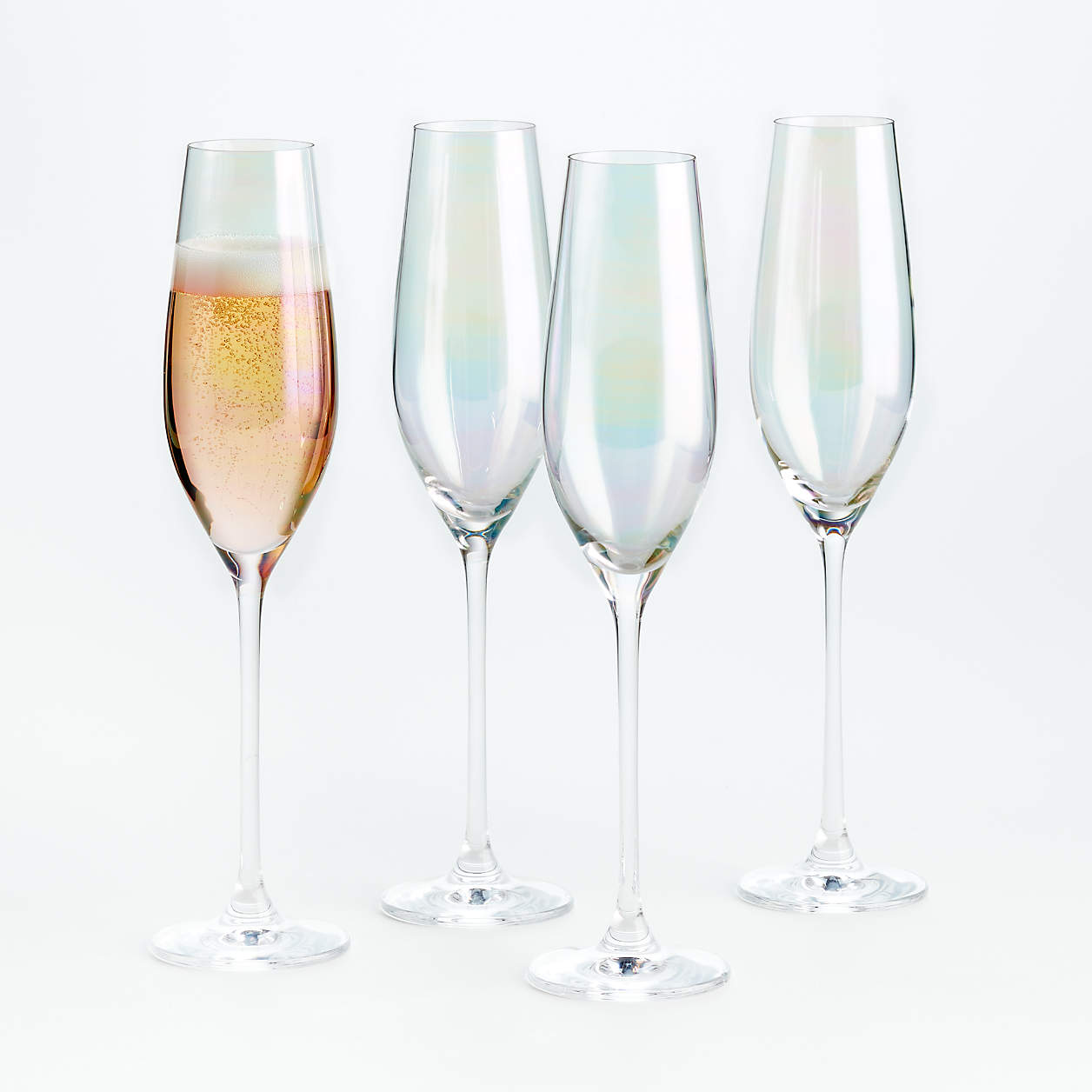 Lunette Iridescent Champagne Glass Flutes Set Of 4 Reviews Crate And Barrel 7710