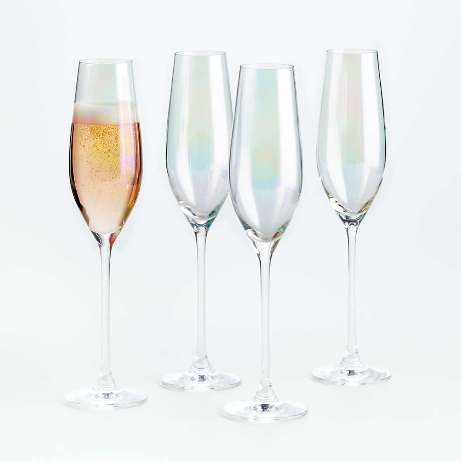 Lunette Iridescent Champagne Glass Flutes, Set of 4 + Reviews | Crate & Barrel