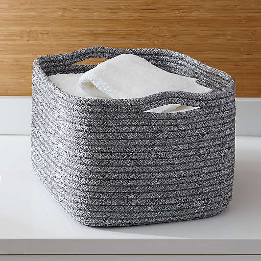 Lupe Grey Large Braided Basket