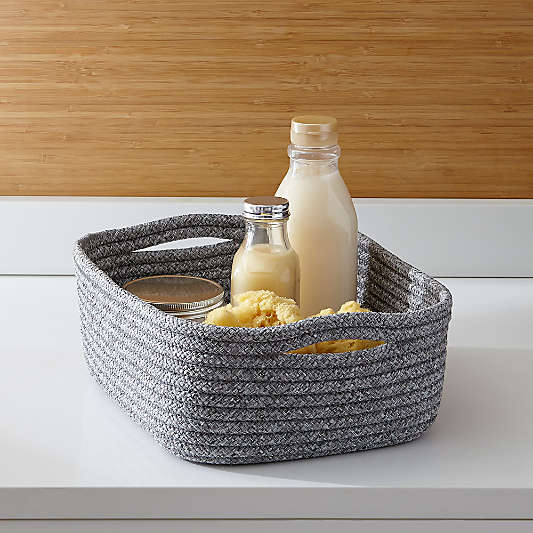 Lupe Grey Small Braided Basket