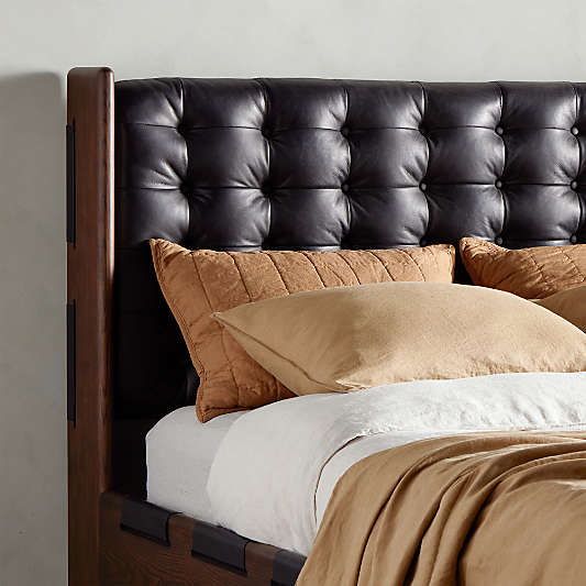 Luton Tufted Leather Wood Bed