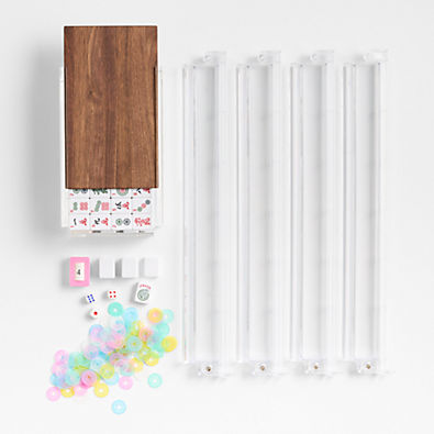 View Luxe Dominoes El Mahjong Walnut Set with Rack Game details
