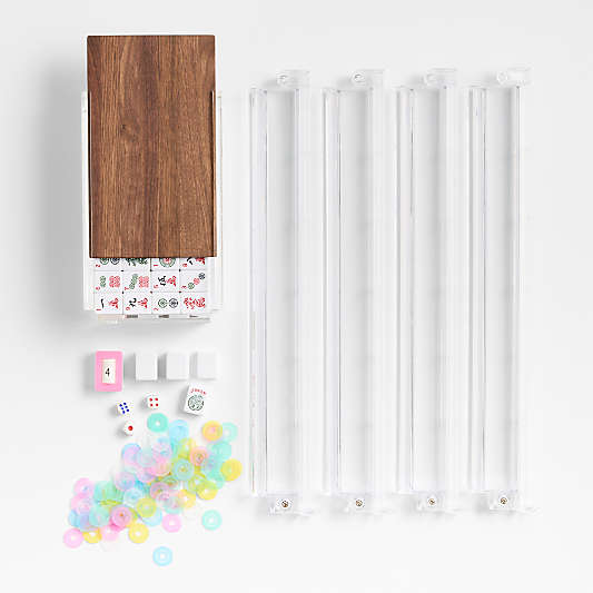 Luxe Dominoes El Mahjong Walnut Set with Rack Game