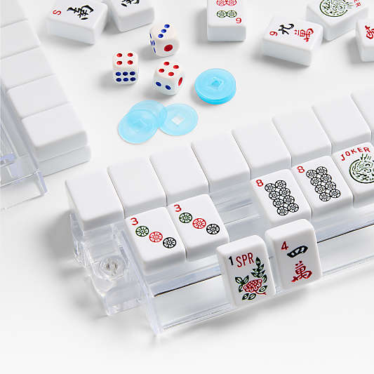 Luxe Dominoes El Mahjong Walnut Set with Rack Game