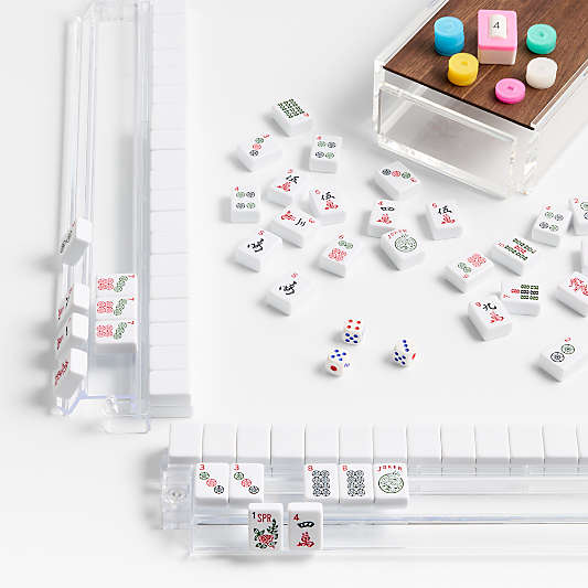 Luxe Dominoes El Mahjong Walnut Set with Rack Game