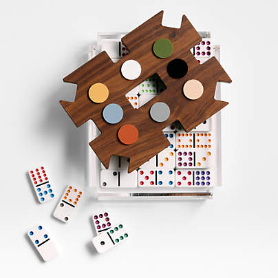 Luxe Dominoes El Tren Walnut Mexican Train Dominoes Game