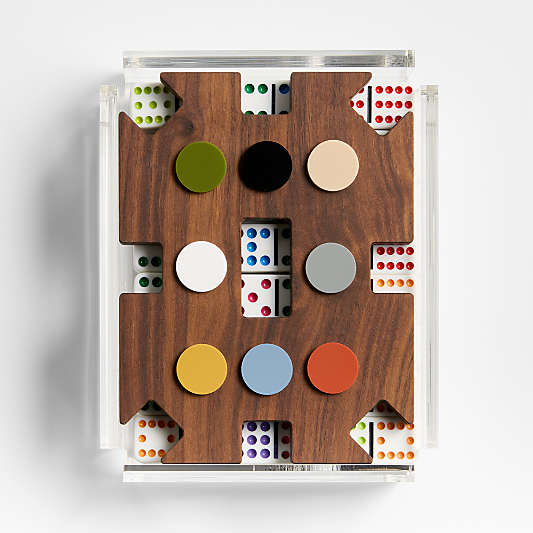 Luxe Dominoes El Tren Walnut Mexican Train Dominoes Game