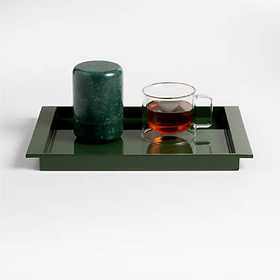 Luzern Large Rectangle Green Lacquer Decorative Tray