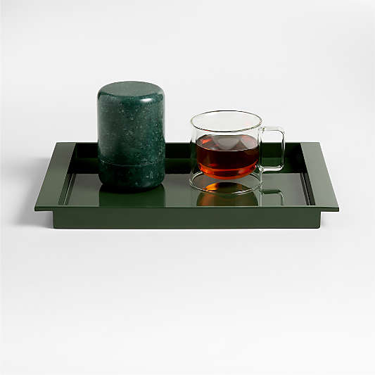 Luzern Large Rectangle Green Lacquer Decorative Tray