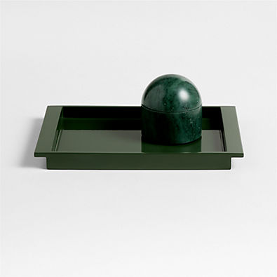 View Luzern Small Rectangle Green Lacquer Decorative Tray details