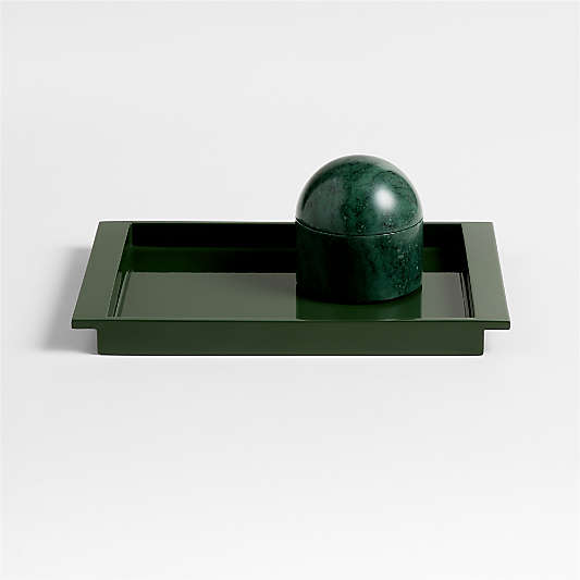 Luzern Small Rectangle Green Lacquer Decorative Tray