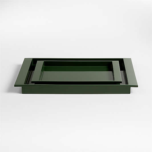 Luzern Rectangle Green Lacquer Decorative Trays by Daniel Humm