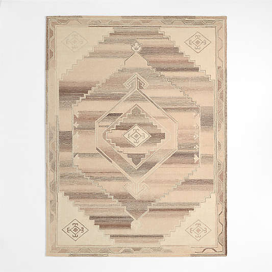 Lyon Wool Traditional Beige Area Rug 6'x9'