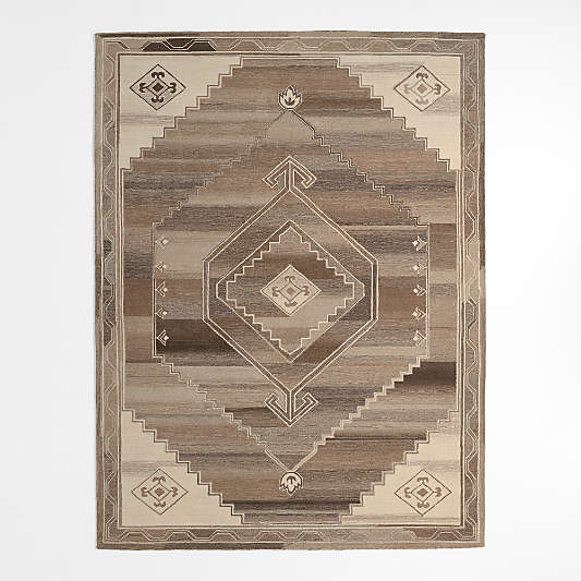 Lyon Wool Traditional Brown Area Rug 6'x9'