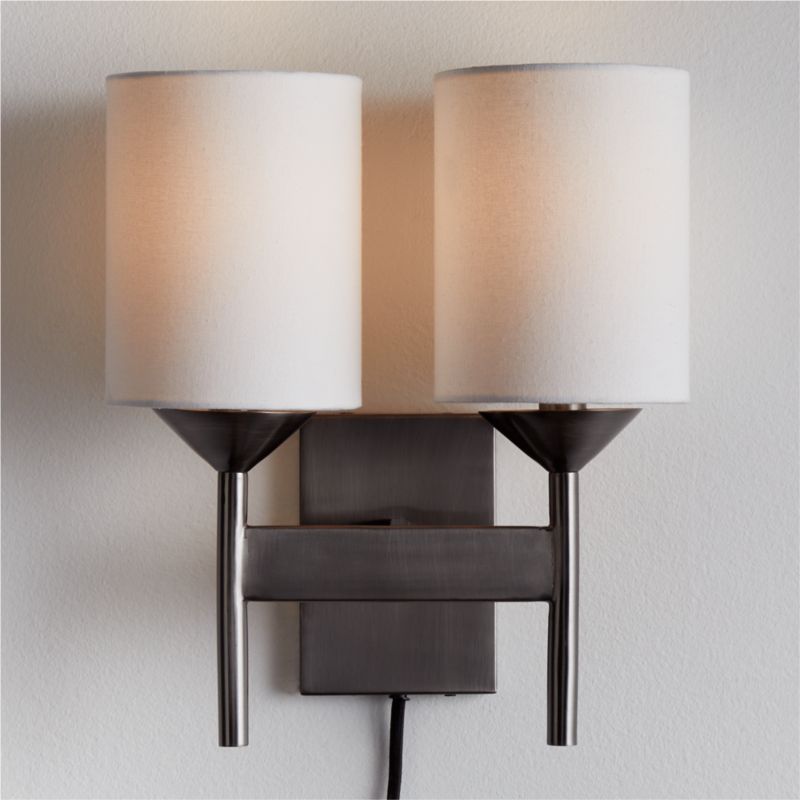 Lyre Brushed Nickel 2-Light Torch Plug In Wall Sconce - image 3 of 8