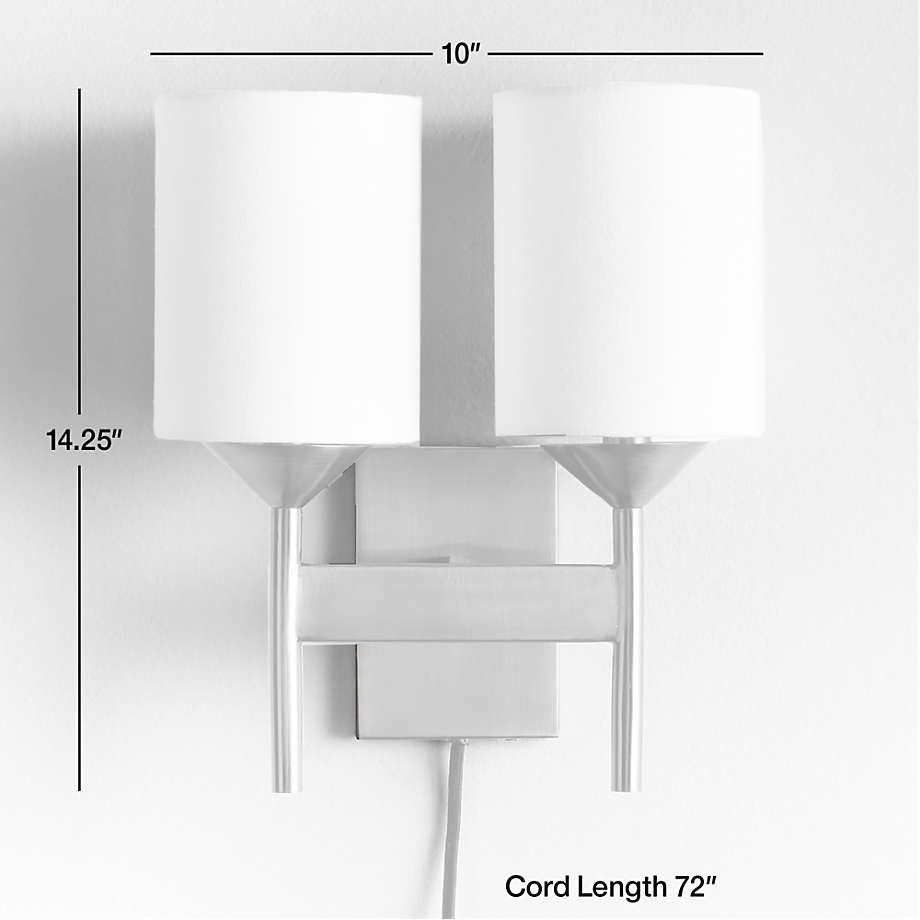 View Lyre Brushed Nickel 2-Light Torch Plug In Wall Sconce - image 3 of 8