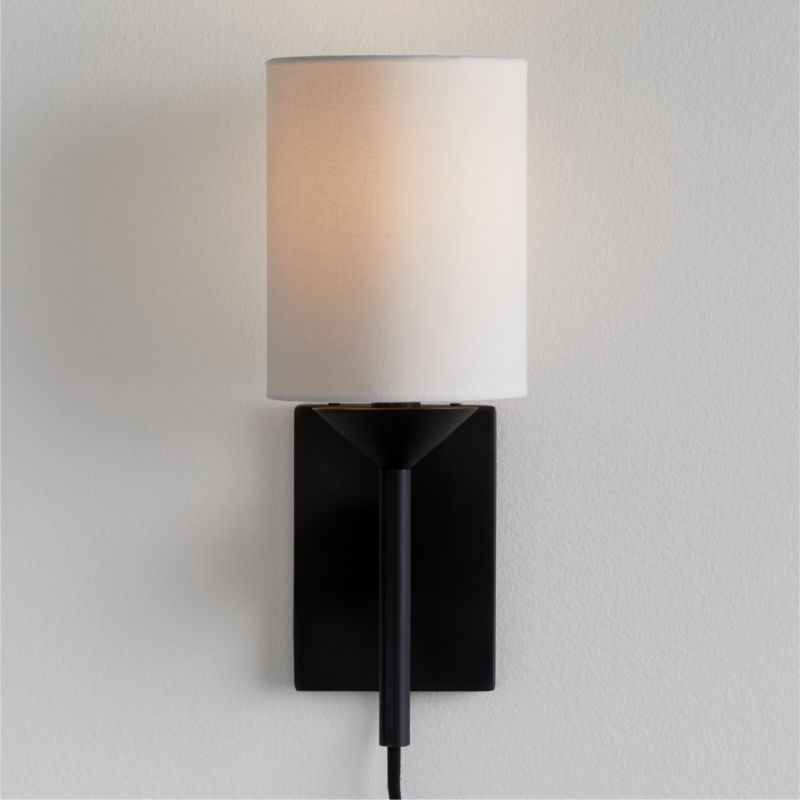 Lyre Blackened Steel Single-Light Torch Plug In Wall Sconce