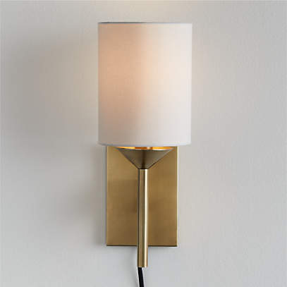 Lyre Burnished Brass Single-Light Torch Plug In Wall Sconce