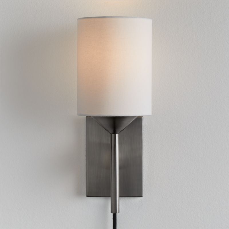 Lyre Brushed Nickel Single-Light Torch Plug In Wall Sconce +