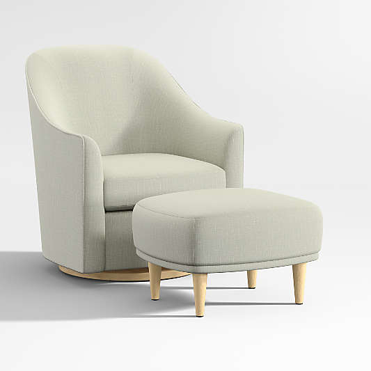 Lyric Sage Green Curved Swivel Glider Chair and Ottoman