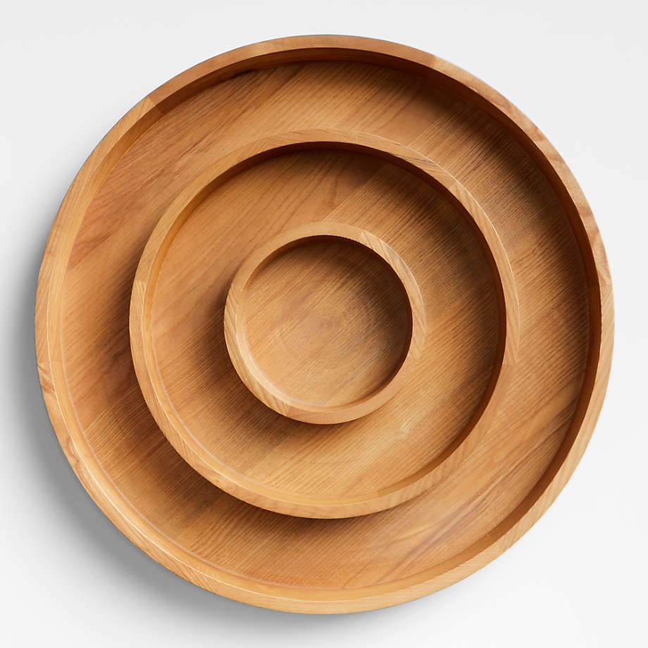 Ike Wooden Round Decorative Tray 15 + Reviews | Crate & Barrel