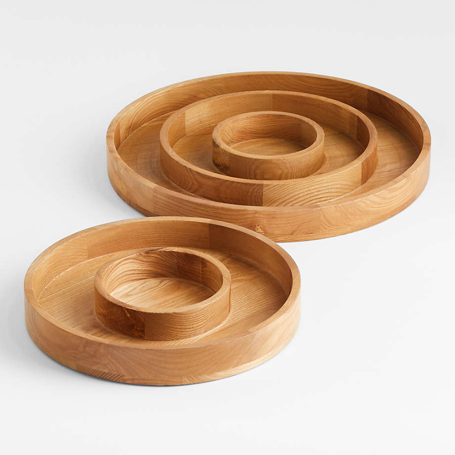 Large wooden serving online tray with handles