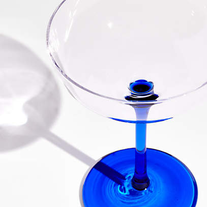 Martini Mixed Drink Glasses Cobalt Blue Swirl and Cobalt Blue Top Mix/Match  Pair