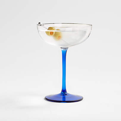  Martini Glass Candle Holder with Blue Stem and Hand