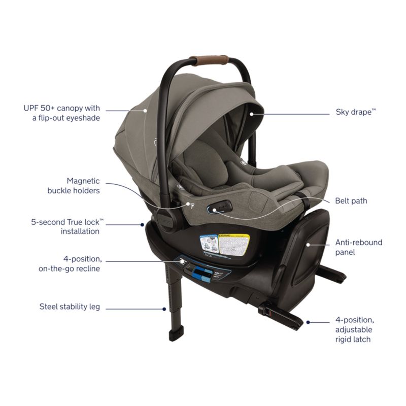 Nuna ® PIPA ™ aire rx Granite Grey Reclining Baby Car Seat + MIXX ™ next Stroller Travel System - image 8 of 9