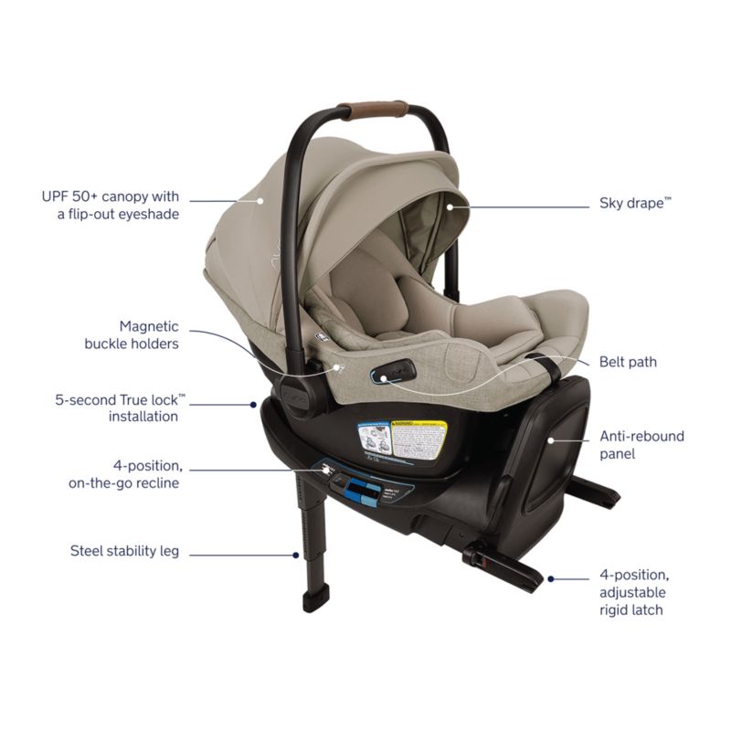 Nuna ® PIPA ™ aire rx Hazelwood Light Brown Reclining Baby Car Seat + MIXX ™ next Stroller Travel System - image 8 of 9